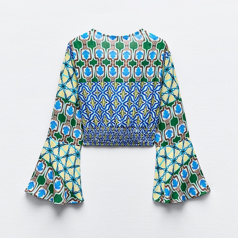 Zara Print Top with knot  NWT - Picture 4 of 7